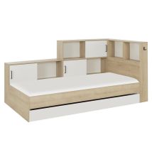 Gami Lit Enfant Avec Rangement 90x200 Cm - Decor Chataignier Naturel - L 221 X P 120 X H 104 Cm - Armel