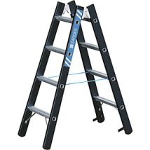 Scala a libro ZARGES per carichi pesanti – Portata 250 kg – Alluminio anodizzato – 2 x 4 pioli – Altezza 1200 mm
