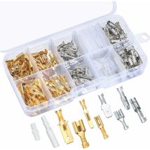 - Kit De 150 Terminales De Crimpado Para Automoción, Conectores De Cables Eléctricos De 6,3 Mm, 4,8 Mm Y 2,8 Mm, Macho Y Hembra, Para Motocicletas, 