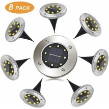 Jalleria - Solar Lights Outdoor, Flowood 8 Leds 8 Pack Spot Solar Garden Lamp Waterproof Ip65 Decorative Lawn Light For Pathway Garden Patio Patio 