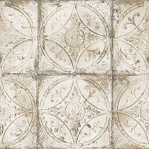 Galerie - Rustic Traditional Floral Tile Wallpaper Cream Stylish Paste The Wall