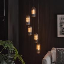 Furnwise – Ceiling Light Swirl 5L – Industrial Design – Ribbed Pendants – Modern Lighting Fixture