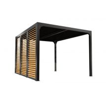 Pergola Bioclimatica In Alluminio Grigio Antracite 360 X 300 Con Veneziane Simil Legno