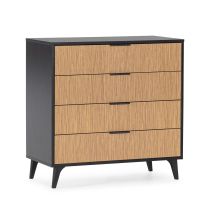 Vs Venta-stock - Kommode Denis 4 Schubladen, Schwarz/holzfarbe