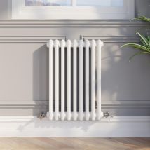 Galiflo - 600 X 425mm Double Bar Horizontal Traditional Colosseum White Column Radiator