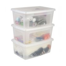 Vielseitige Aufbewahrungsboxen, 11l, 3er-set, Transparent, Deckel Leicht Schließbar, Stapelbar, Plastik, Für Schrank, Regale, Klassenzimmer, 