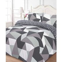 Dreamscene - Forme Set Copripiumino Una Piazza E Mezza, 3 Pezzi, 200 X 200 Cm, 50% Cotone 50% Polietere, Reversibile