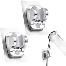 2 Piece Wall Mounted Hand Shower Holder No Drilling Detachable Shower Holder With Adjustable Angle Waterproof For Shower Head Hotel Bathroom Accessory