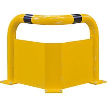 Eck-rammschutz-bügel, Mit Unterfahrschutz, Rundrohr 76/3 Mm, Zum Aufdübeln, Innenbereich, Farbe Gelb/schwarz, Bxtxh 600x600x600 Mm