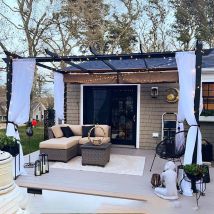Einziehbare Außenpergola Mit Pergolaüberdachung Aus Aluminium Terrassenüberdachung Sonnenblende Vordach Für Hinterhofterrasse - Purple Leaf