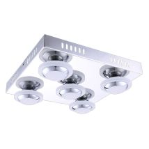 Wofi - Plafonnier Chrome Salon Plafonnier Plafonnier Métal, 5x Led 4,5w 400lm Blanc Chaud, Lxpxh 30x30x9 Cm