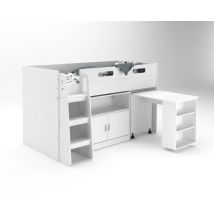 Kidsaw - Kudl - Storage Mid Sleeper 01 Children's Bed With Desk And Cupboard - Mfc/wood - L98.6 X W195 X H120 Cm - White
