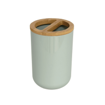 Vaso para cepillos de dientes Darwin 300 ml – Plástico y bambú – Verde claro