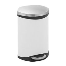 EKO – Cubo de basura con pedal en forma de concha, capacidad 10 l, acero pintado blanco, tapa acero inoxidable, 450 x 255 x 295 mm