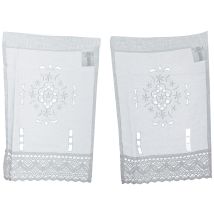 Home Fashion - 2 Quadri Per Finestre Con Struttura In Lino, Tessuto, Bianco, 45 X 30 Cm, 2 Unità