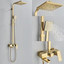 Suguword – Gold Shower Mixer Taps Shower Set – 3-Function with 8" Rainfall Handheld – Adjustable Height and Angle – Shower Column without Taps