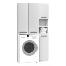 Hucoco - Karli - Badezimmergarnitur Im Modernen Stil - 96x30x183 - 4 Türen+2 Ablagen