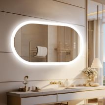 Luvodi - 120x60cm Specchio Ovale Led Bagno Antiappannante Impermeabile Luce Regolabile