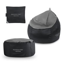 Happers - Pack Gamer Junior Gris: Puff Gamer Junior + Reposapies + Cojín Pack Gamer Junior Gris