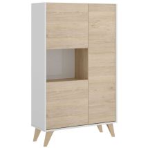 Módulo vertical blanco natural – 135 cm alto x 81 cm ancho x 43 cm profundo – 3 puertas y 4 estantes – Estilo nórdico