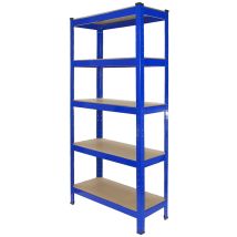 Monster Racking - Estantería Azul T-rax De Acero Sin Tornillos 75x30x150cm 5 Estantes Almacenamiento Almacenaje Negro Herramientas Taller Almacén 