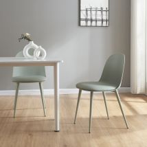 [en.casa] - Juego De 2 Sillas De Comedor Kangasala Tapizado Cuero Sintético Plástico Y Metal 81 X 45 X 52 Cm - Verde Gris