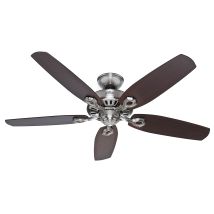 Hunter Fans – Ceiling Fan Builder Elite – Brushed Nickel – 132 cm Diameter – 3 Speeds – Reversible Blades in Cherry & Maple