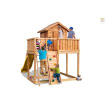 Thegoodgarden - Fungoo Spielturm 'my Side Step On', Teak, Mit Rutsche, Kletterwand, Leiter Und Holzdach