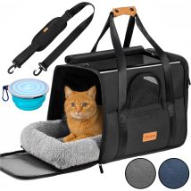 Transportbox Katzen Bis 20kg Faltbar Schultergurt Mit Napf Atmungsaktiv Komfortabel Wendekissen Haustier Katzenbox Tragetasche Rucksack Hunde Auto 