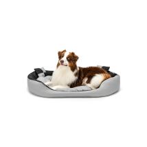Lionto Hundebett, Stilvolles 4-in-1 Hundekörbchen, Wasserabweisend, Kratzfest & Pflegeleicht, 110x80 Cm, Grau/schwarz