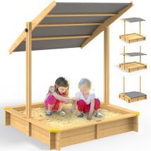 Spielwerk - Sandpit With Canopy Or Porch Corner Protection Floor Mat Uv 50 Wood Environmentally Friendly Glaze Sand Box Kids Children Playing Set 