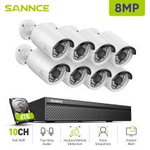 4k Outdoor Video Surveillance Kit 8 Ip Cameras Smart Two-way Audio Ir Night Vision Security Camera System 4tb - Sannce