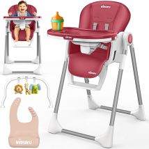 Kiduku Hochstuhl Baby 3in1 Mit Neugeborenenaufsatz + Lätzchen, Spielbogen & Tisch Kinderhochstuhl Klappbar Mit Liegefunktion Kombihochstuhl 
