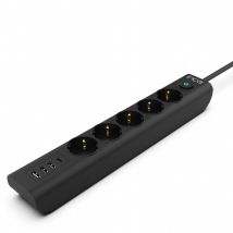 Steckdosenleiste Ipw-44tu 5 Fach, 3xusb-a+1xusb-c, Überspannungsschutz 1,5m Schwarz - Inca