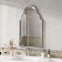 Miroir Mural Pour Salle De Bains 101x61cm Miroir De Coiffeuse Décoration Pour Salon Chambre À Coucher Et Entrée Argent
