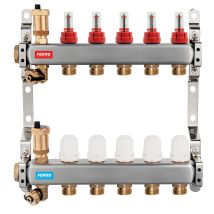 Colector De 11 Vías Con Válvulas Termostáticas Y Caudalímetros, Acero Inoxidable.