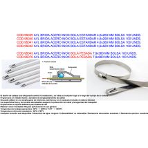 Avl - Brida Acero Inox Bola Estandar 4,6x260 Mm Bolsa 100 Unds.