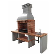 Barbacoa De Obra Prefabricada De Leña Y Carbón Modelo Altea Plus (gris, Naranja - 268 X 70 X 255 Cm) Ref: M00043 - Cocina De Exterior Con Lavabo Para 