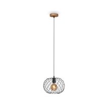 Lámpara De Suspensión Ø 30 Cm, 40 W, Negro Y Madera