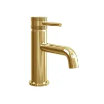 Merano - Core Brushed Brass Modern Round Style Mono Basin Mixer Bathroom Tap