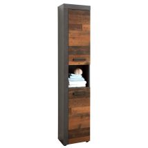 Smart Living Armadio Da Bagno Indy, 36 X 184 X 31 Cm, In Legno Anticato, Corpo E Ripiano Matera Con Ampio Spazio E Spazio - Trendteam