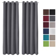 2x Beautissu Cortina De Ojales - Medidas: 140x245 Cm (axl) Antracita
