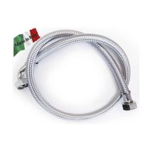 Tubo Carico Lavatrice Lavastoviglie Cm 200 Pipa 3/4 Ff 90 Trecciato Inox Made In Italy.
