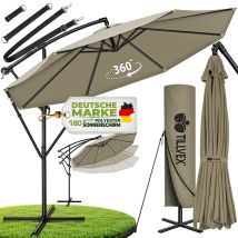 Tillvex Ombrellone Marrone Ø 350 Cm Ombrellone A Sbalzo Ombrellone Da Giardino Ombrellone Da Mercato Manovella Balcone Alluminio Inclinabile Marrone -