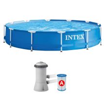 Piscina Da Giardino Intex 28212 Con Struttura, 366x76 Cm, Completa Di Pompa Filtro.