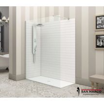 Ferbox - Box Doccia A Parete Fissa Minimal Walk In Cm 100 Spessore 8 Mm Silver