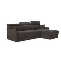 Miryam Ecksofa Mit Matratze Mit Verstellbaren Kopfstützen Aus Weichem, Fleckenabweisendem Stoff T31 252 Cm Rechts Schwarz