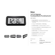Horloge Radiopilotée Mebus 14116 Radiopiloté(e) 42 Cm X 20 Cm X 3 Cm Noir Grand Écran