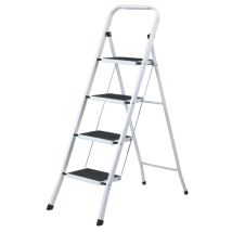 Sgabello salvaspazio in acciaio verniciato – 4 gradini antiscivolo – Portata massima 150 kg – Altezza piattaforma 96 cm