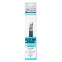 Winsor & Newton Foundation 4 Pennelli Acquarello - Round 3,5 - Filbert 2 - Flat 4